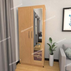 Beech 2 Door Wardrobe With 1 Mirror