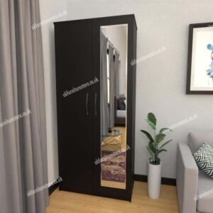 Black 2 Door Wardrobe With 1 Mirror