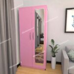 Pink 2 Door Wardrobe With 1 Mirror