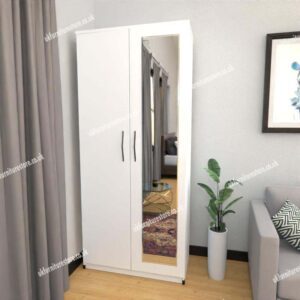 White 2 Door Wardrobe With 1 Mirror