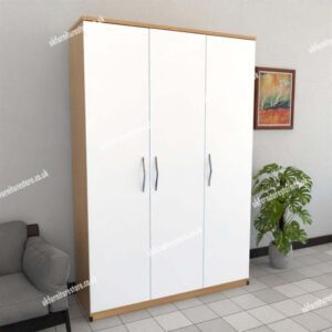 Front White Side Oak 3 Door Wardrobe