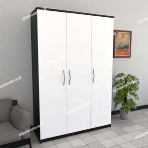 Front White Side Black 3 Door Wardrobe