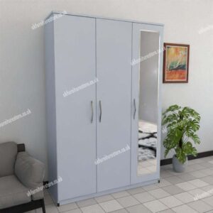 Silver 3 Door Wardrobe With 1 Mirror