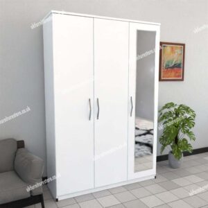 White 3 Door Wardrobe With 1 Mirror