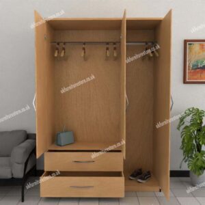 Beech 3 Door Wardrobe With 2 Bottom Drawers