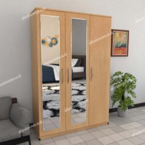 Beech 3 Door Wardrobe With 2 Mirrors