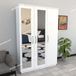 White 3 Door Wardrobe With 2 Mirrors