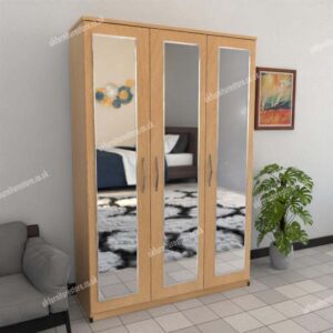 Beech 3 Door Wardrobe With 3 Mirrors