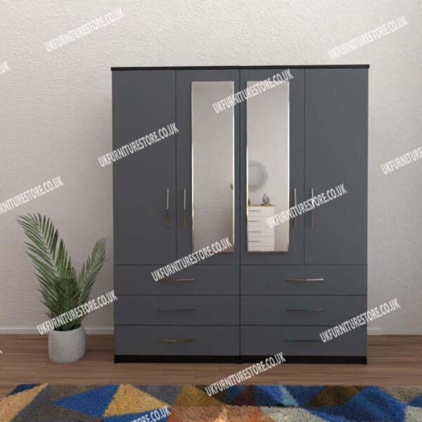 3 door wardrobe with outlet 4 drawers