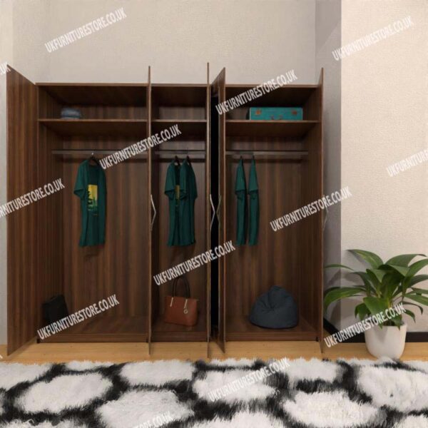 Walnut 5 Door Wardrobe