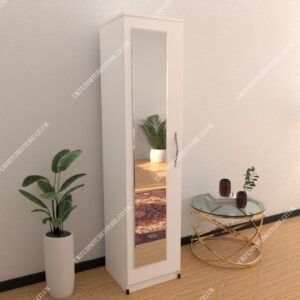 White 1 Door Wardrobe With 1 Mirror
