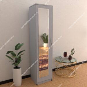 Silver 1 Door Wardrobe With 1 Mirror