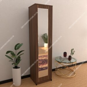 Walnut 1 Door Wardrobe With 1 Mirror