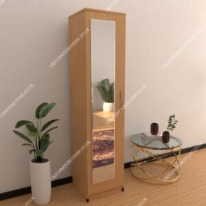 Beech 1 Door Wardrobe With 1 Mirror