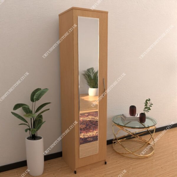 Beech 1 Door Wardrobe With 1 Mirror