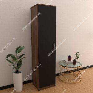 Front Black Side Walnut 1 Door Wardrobe