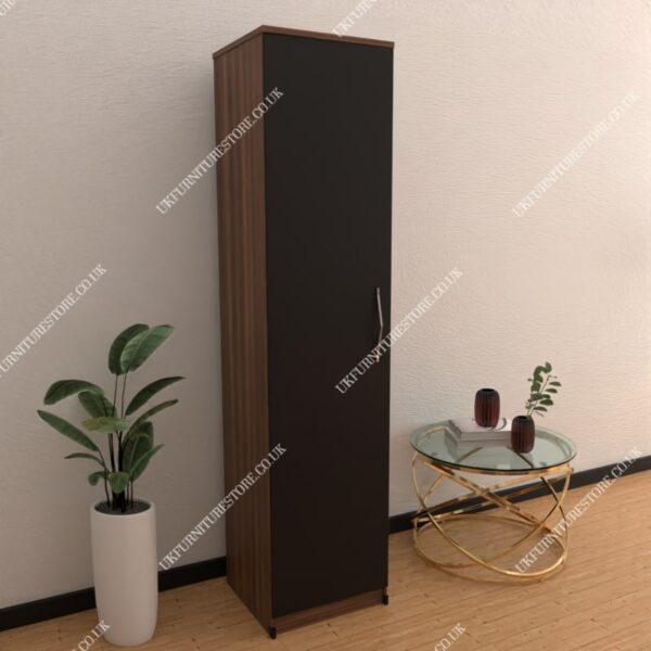 Front Black Side Walnut 1 Door Wardrobe