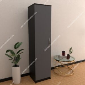 Front Gray Side Black 1 Door Wardrobe