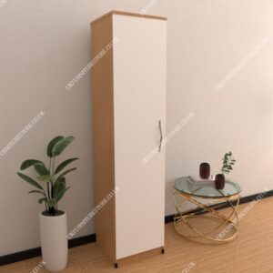 Front White Side Beech 1 Door Wardrobe