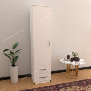 White 1 Door Wardrobe With 2 Bottom Drawers