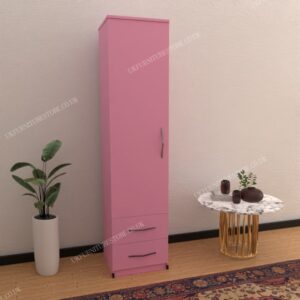 Pink 1 Door Wardrobe With 2 Bottom Drawers