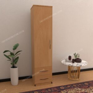 Beech 1 Door Wardrobe With 2 Bottom Drawers