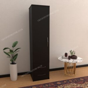 Black 1 Door Wardrobe With 2 Bottom Drawers