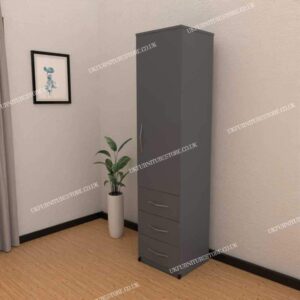 Gray 1 Door Wardrobe With 3 Bottom Drawers