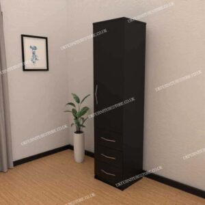 Black 1 Door Wardrobe With 3 Bottom Drawers