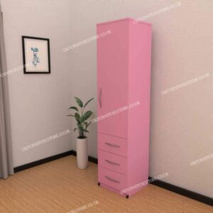 Pink 1 Door Wardrobe With 3 Bottom Drawers