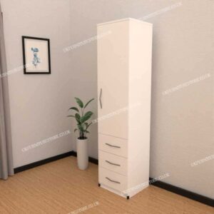 White 1 Door Wardrobe With 3 Bottom Drawers