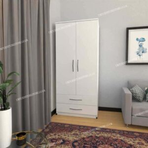 White 2 Door Wardrobe With 2 Bottom Drawers