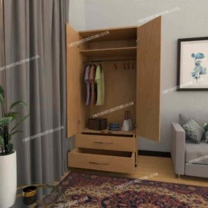 Beech 2 Door Wardrobe With 2 Bottom Drawers