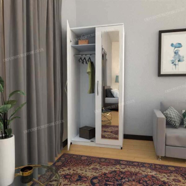 White 2 Door Wardrobe With 2 Mirrors