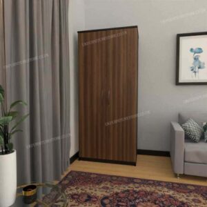 Front Walnut Side Black 2 Door Wardrobe
