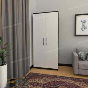Front White Side Black 2 Door Wardrobe