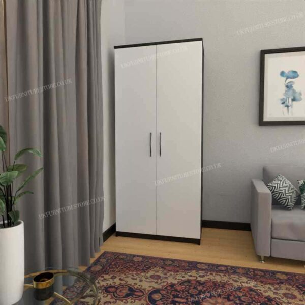 Front White Side Black 2 Door Wardrobe