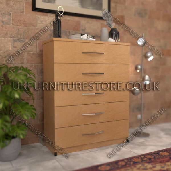 Beech 5 Drawer Chest Drawer