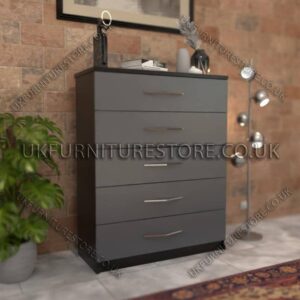 Front Gray Side Black 5 Drawer Chest Drawer