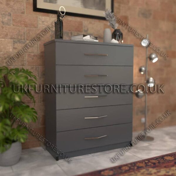 Gray 5 Drawer Chest Drawer