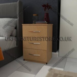 Beech 3 Drawer Bedside Cabinet