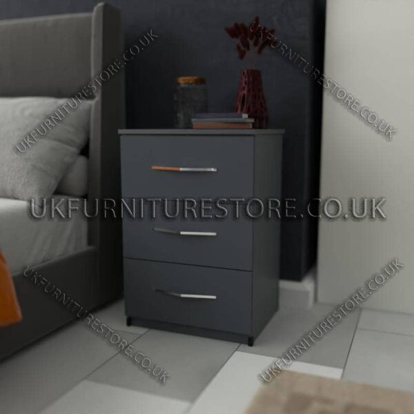 Gray 3 Drawer Bedside Cabinet