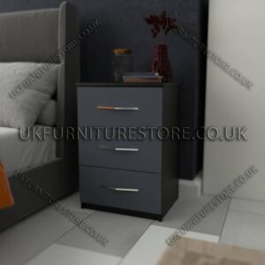 Front Gray Side White 3 Drawer Bedside Cabinet