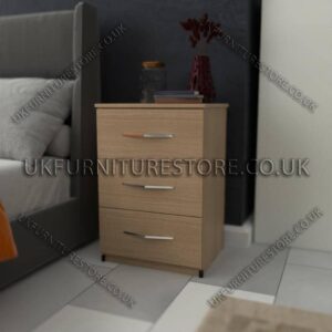 Oak 3 Drawer Bedside Cabinet