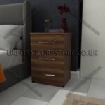 Walnut 3 Drawer Bedside Cabinet