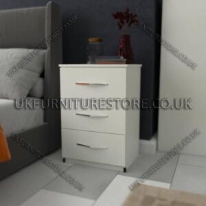 White 3 Drawer Bedside Cabinet