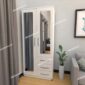 White 2 Door Wardrobe With 2 Mirrors and 3 Bottom Drawers