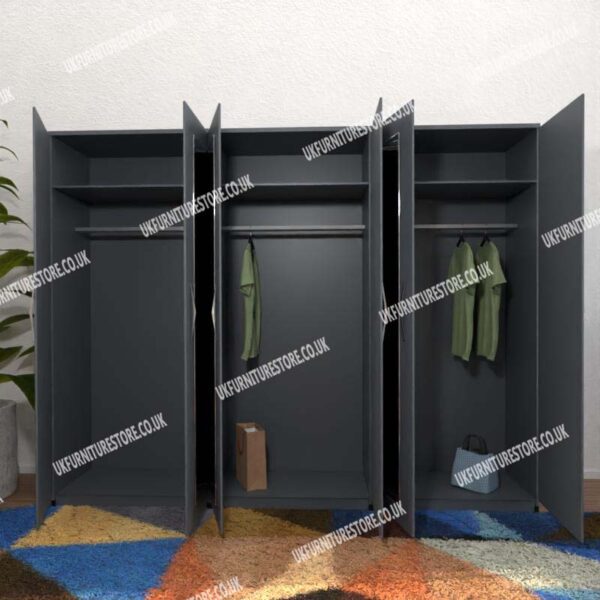 Gray 6 Door Wardrobe