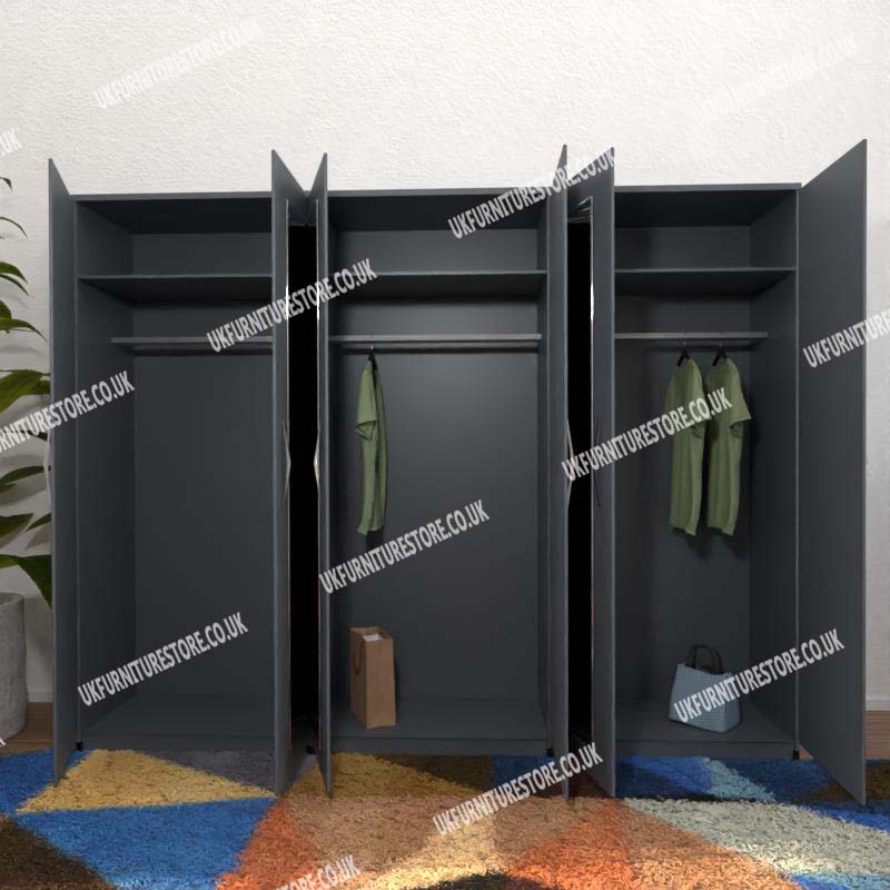 Gray 6 Door Wardrobe