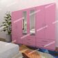 Pink 6 Door Wardrobe With 2 Mirrors and 6 Bottom Drawers
